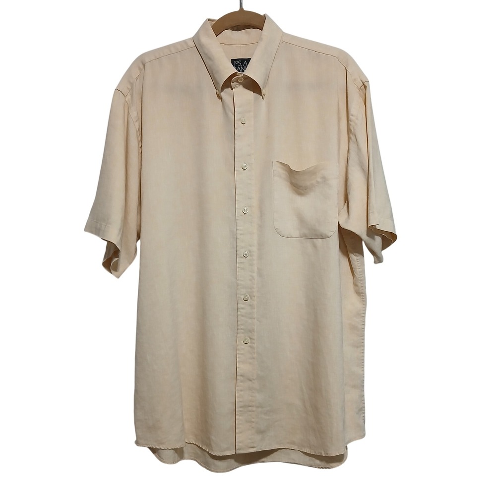 JOS. A.‎ BANK Traveler's Collection Linen Short Sleeve Button Up Shirt Large